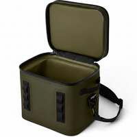 Soft-sided cooler with adjustable shoulder strap for easy transport