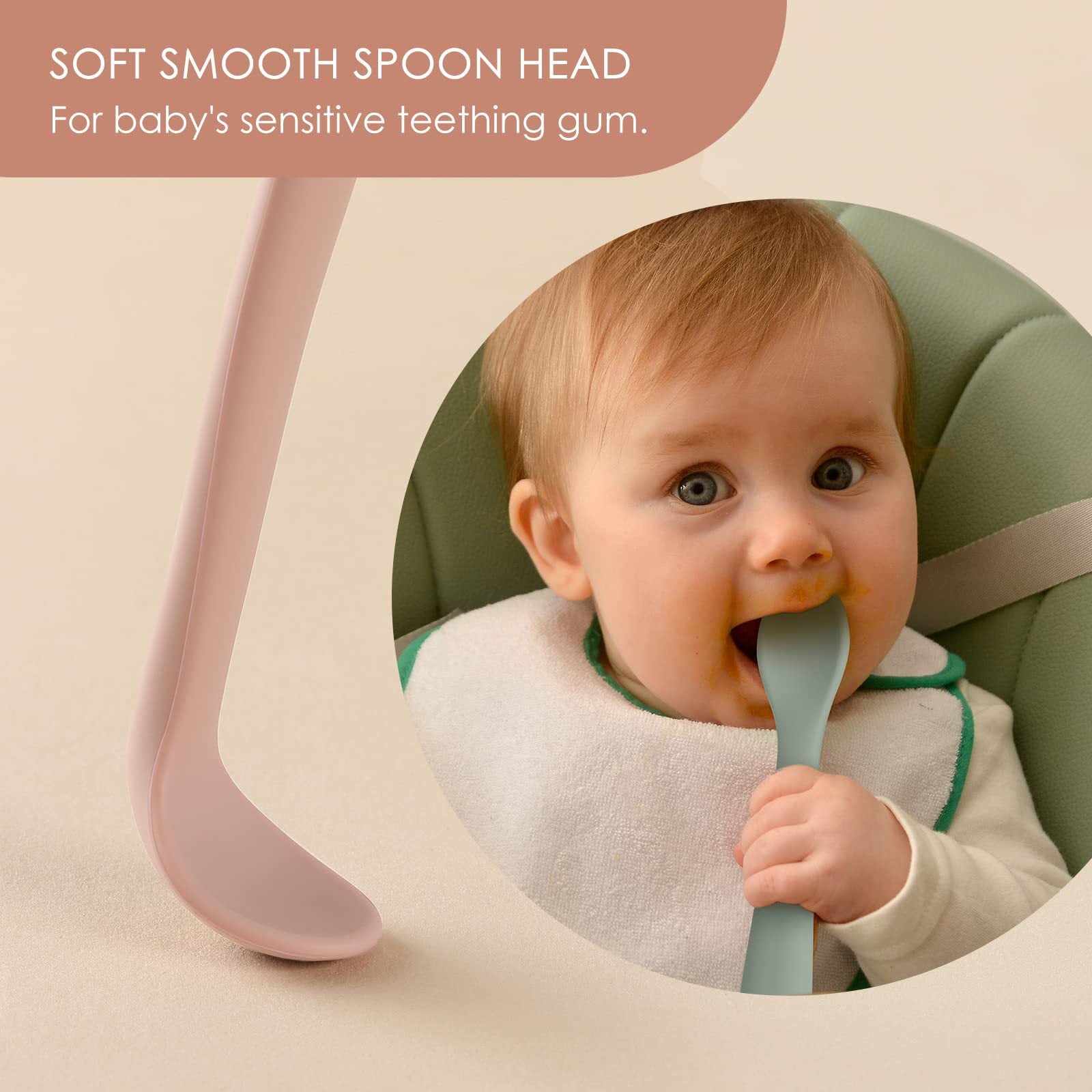 Soft Smooth Spoon Head for Baby’s Sensitive Teething Gums