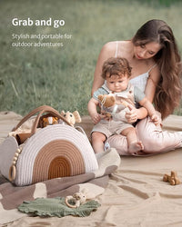 Soft woven diaper organizer basket for baby essentials