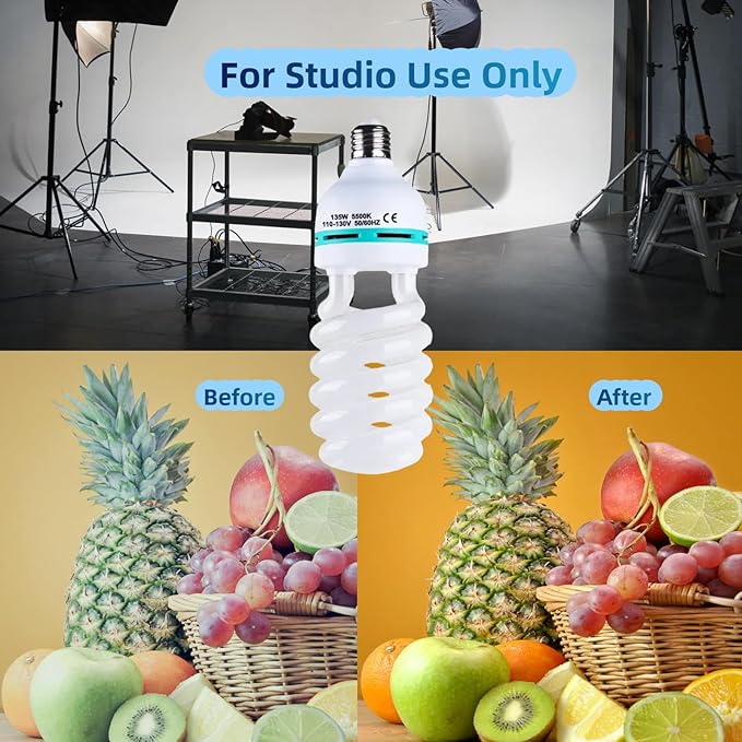 5500K daylight bulb for softbox studio lighting setup