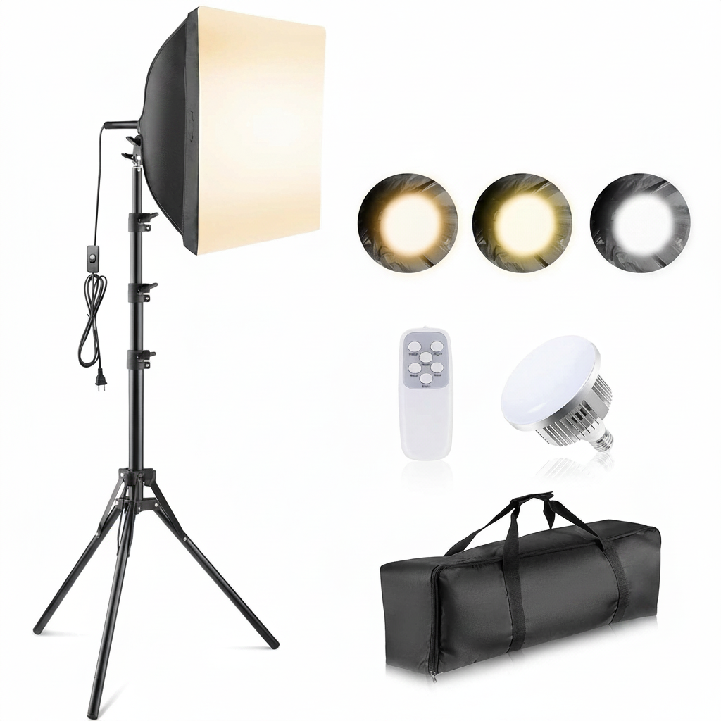 Front view of 16x16 inch LED Softbox Lighting Kit