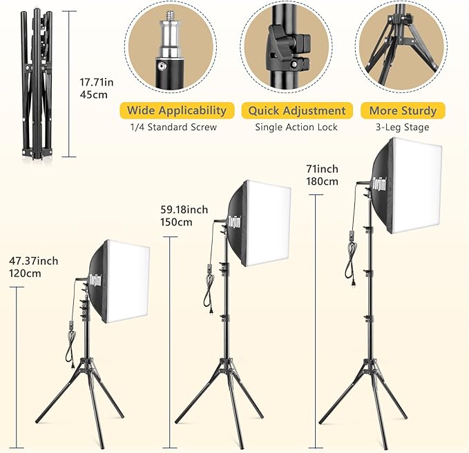 Studio photography setup using softbox lighting kit for professional shoots