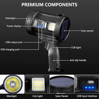 Spotlight with Solar Panel Charging for Emergency Outdoor Use