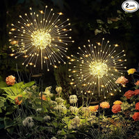solar fireworks curtain lights dandelion copper wire outdoor decorative lights for garden and patio