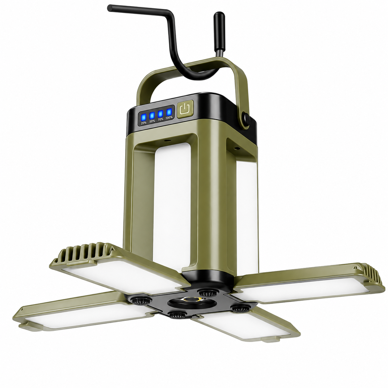 Solar four-leaf camping lamp with foldable outdoor design