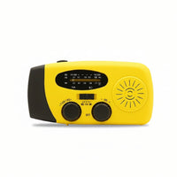 Solar hand crank AM/FM radio with LED light and compact portable design