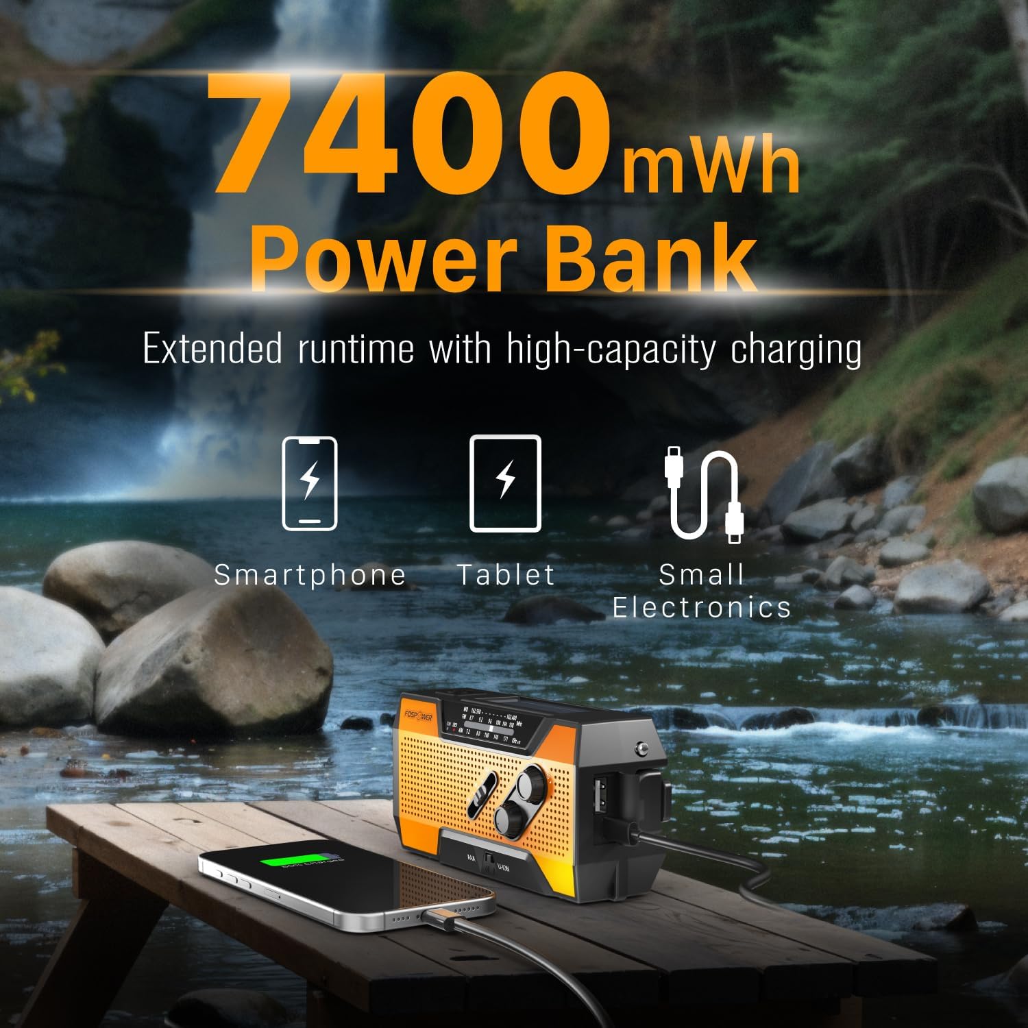 Solar hand crank radio with compact portable design