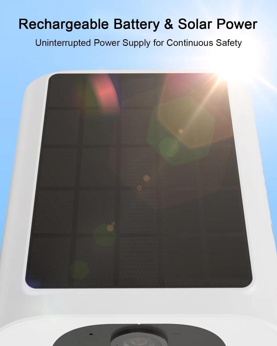 Outdoor camera with integrated solar panel