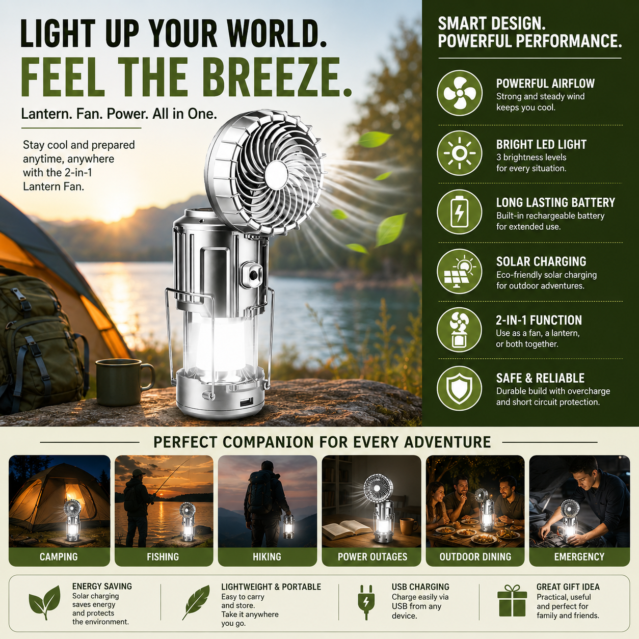 Solar Powered Camping Light for Tents and Campsites