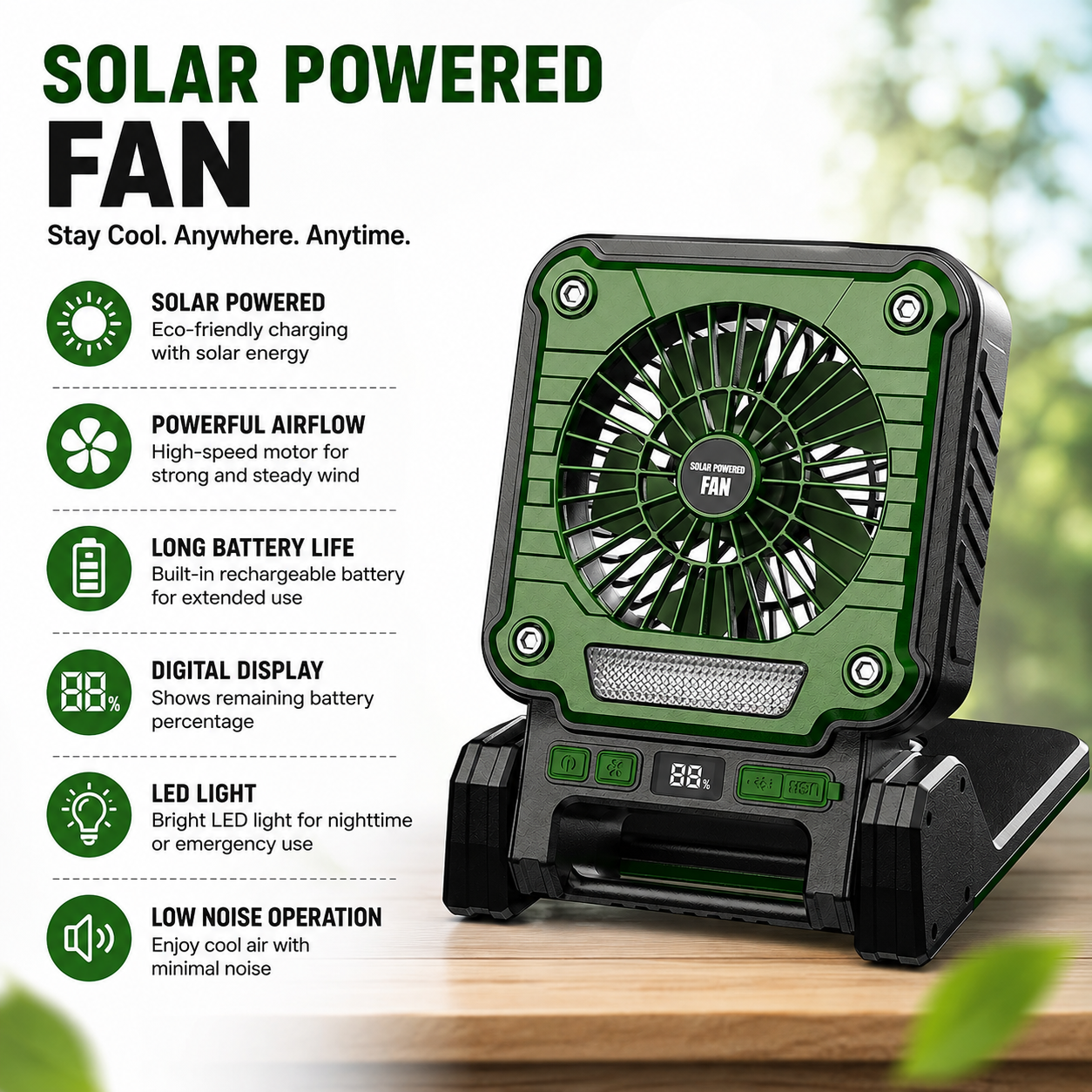 Solar Powered Camping Light with Fan Function