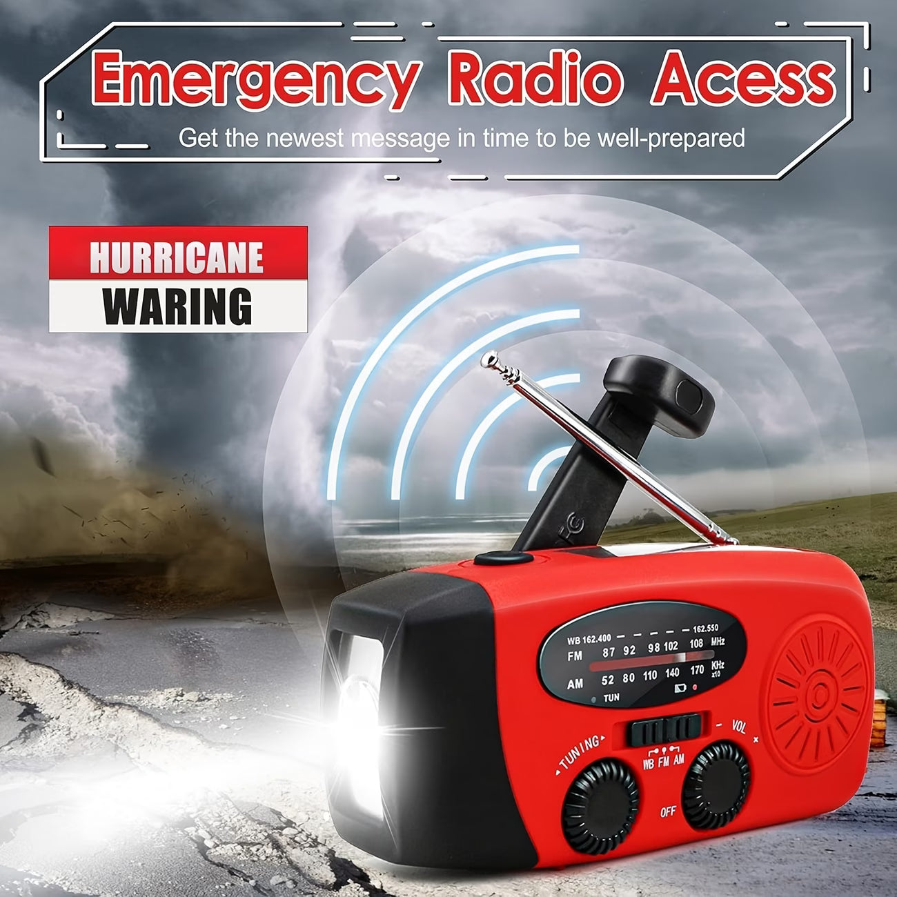 Solar radio with 2000mAh rechargeable power bank