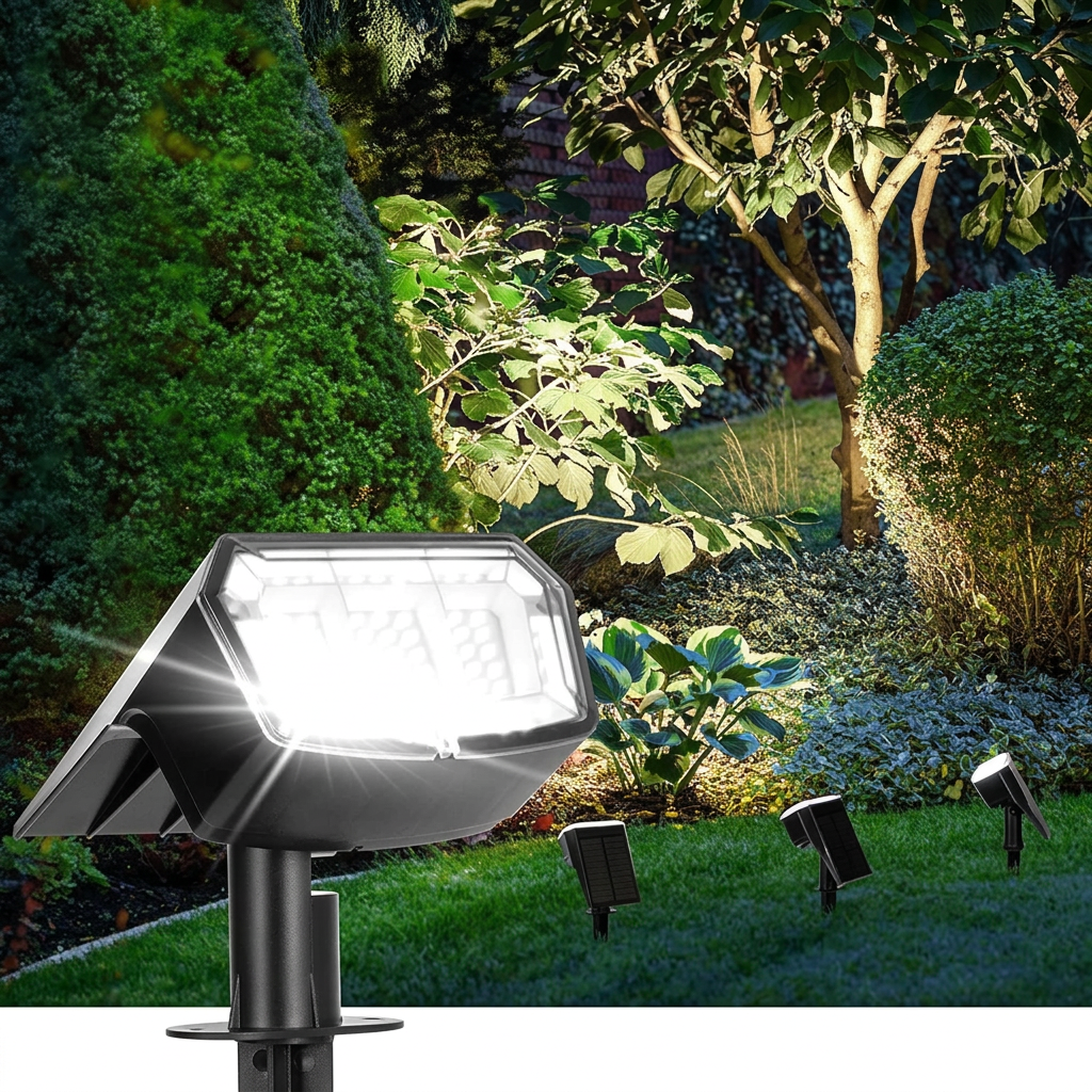 63 LED solar spot lights outdoor IP65 waterproof 4 pack for garden landscape and pathway lighting