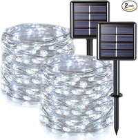 66FT 200 LED solar string lights 2 pack waterproof white fairy lights for outdoor garden patio decoration