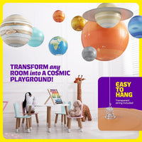Solar system learning toy for kids with inflatable planet models