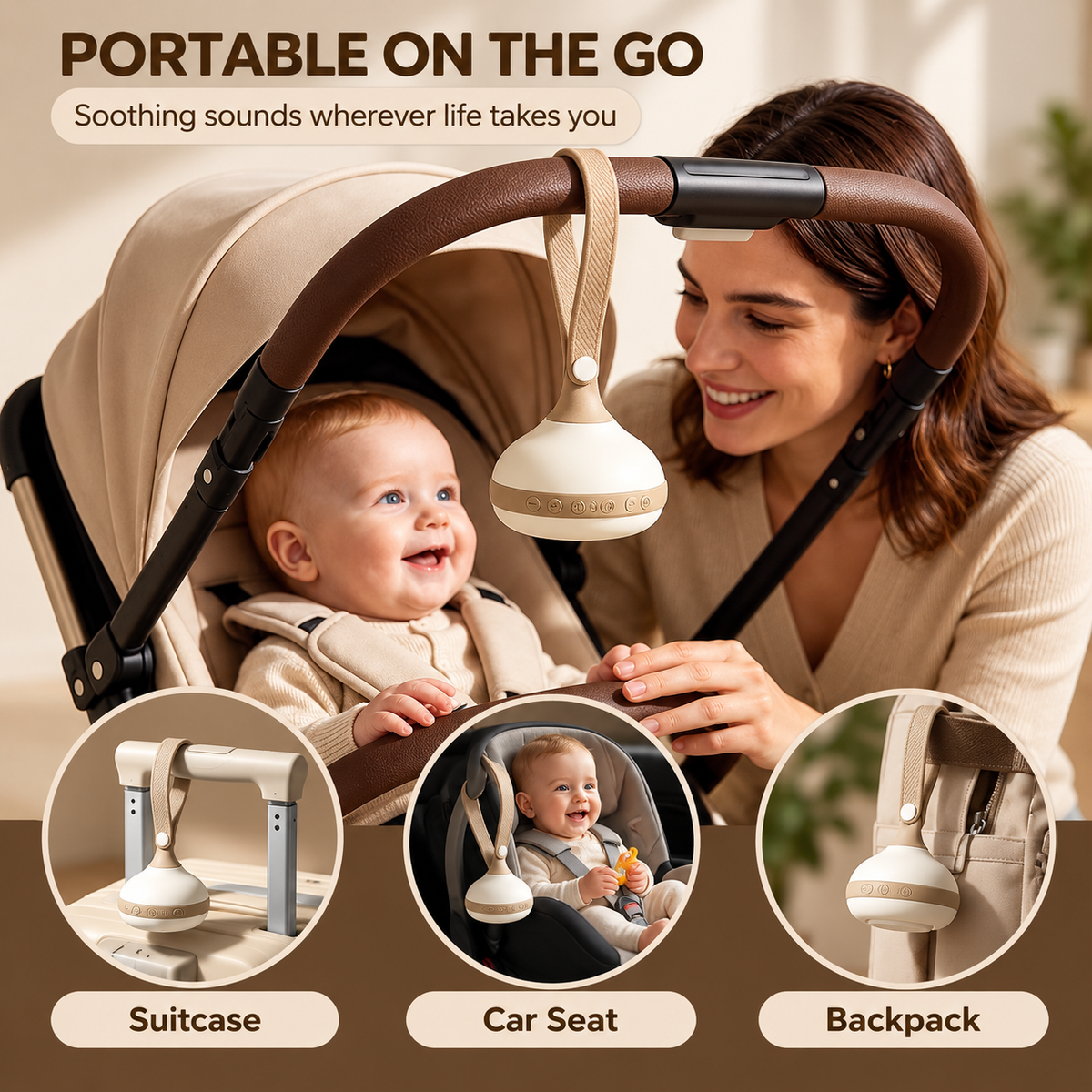 Soothing infant sound device with simple volume and sound selection controls