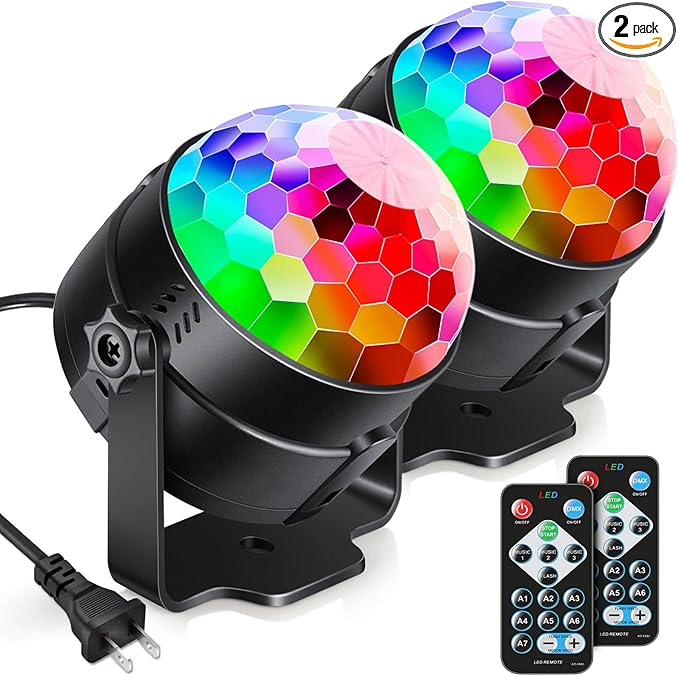 Sound activated party lights 2 pack disco ball LED lights for room