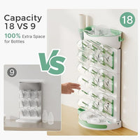 Space saving baby bottle rack for kitchen counter