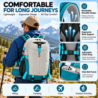 Spacious mountain travel backpack for carrying clothing and outdoor essentials.