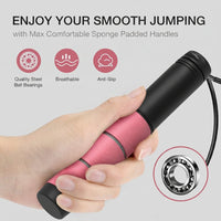 Speed skipping rope with steel ball bearings for smooth rotation