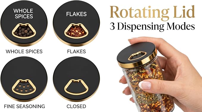 Spice organizer set with labels funnel and cleaning brush