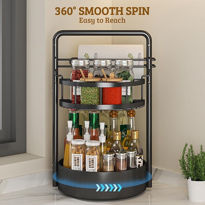 Rotating spice rack with integrated paper towel holder