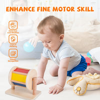 Spinning drum baby toy montessori sensory toy for infants learning