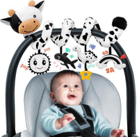 spiral car seat baby toy with high contrast sensory hanging toys