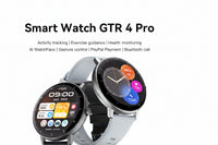 Sports smart watch package showing charging cable and accessories included in the box