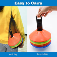 Sports training cones with carry bag and holder for easy storage