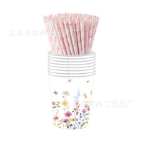 Spring party decorations, wildflower theme plates, cups, and napkins for birthday and outdoor celebrations