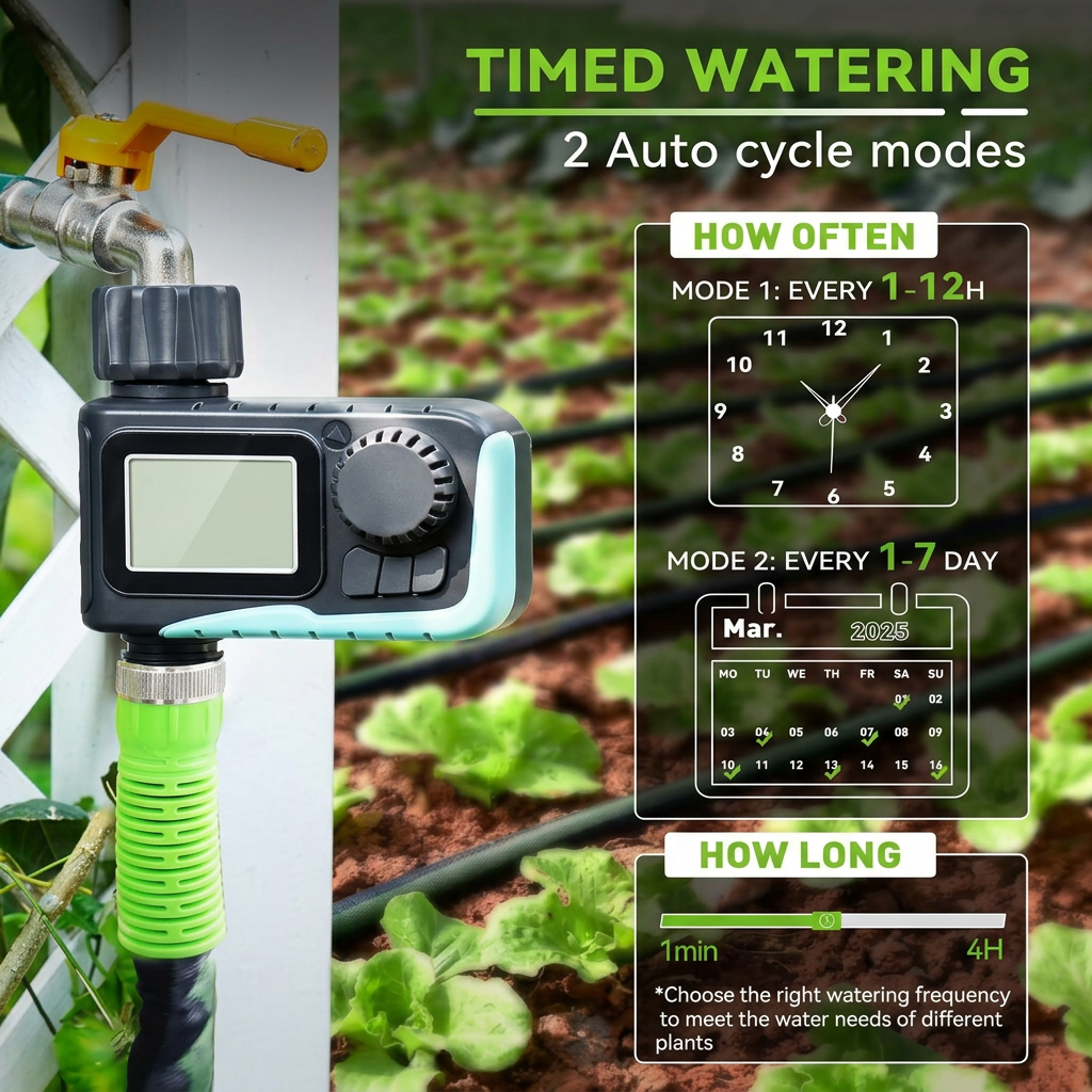 single outlet sprinkler timer with rain delay and automatic watering system for yard and garden