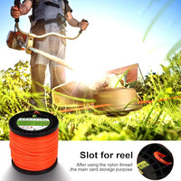 Square orange trimmer line roll for efficient weed and grass trimming