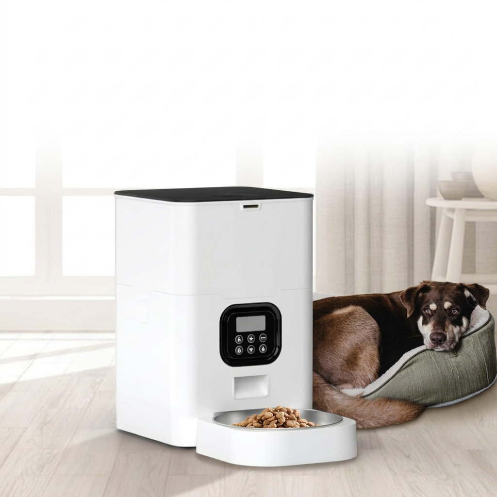 Front view of a square pet dry food unit