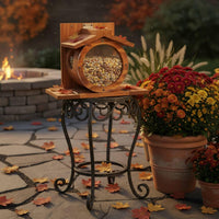 Wooden Squirrel Feeding Station With Side Openings