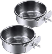 Stainless Steel Parrot Feeding Cups with Clamp Bird Cage Food Bowl Set