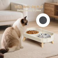 Stainless Steel Cat Bowl Set with Elevated Stand for Hygiene and Easy Cleaning