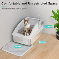 Stainless Steel Cat Litter Box XL Enclosed with Lid for Big Cats
