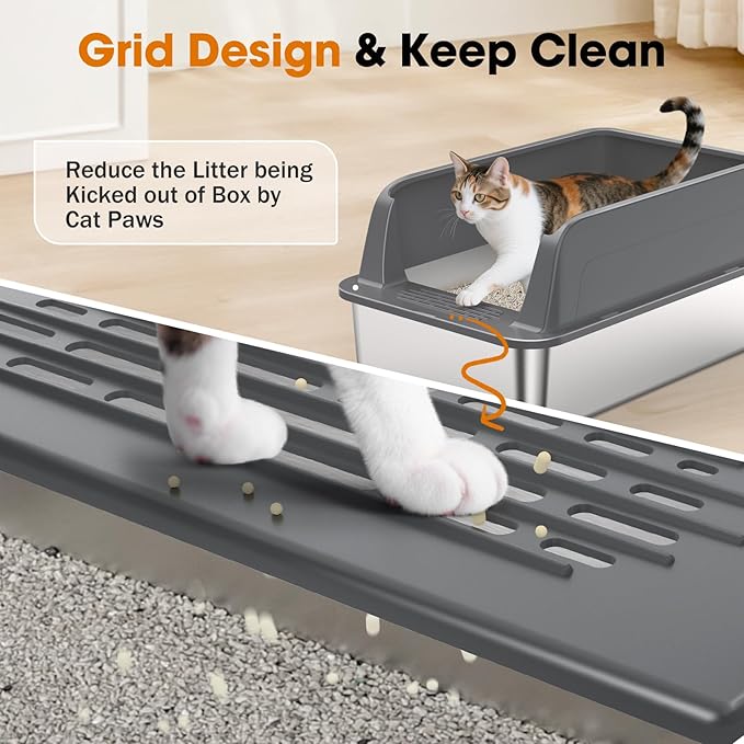 durable stainless steel cat litter box non-stick surface