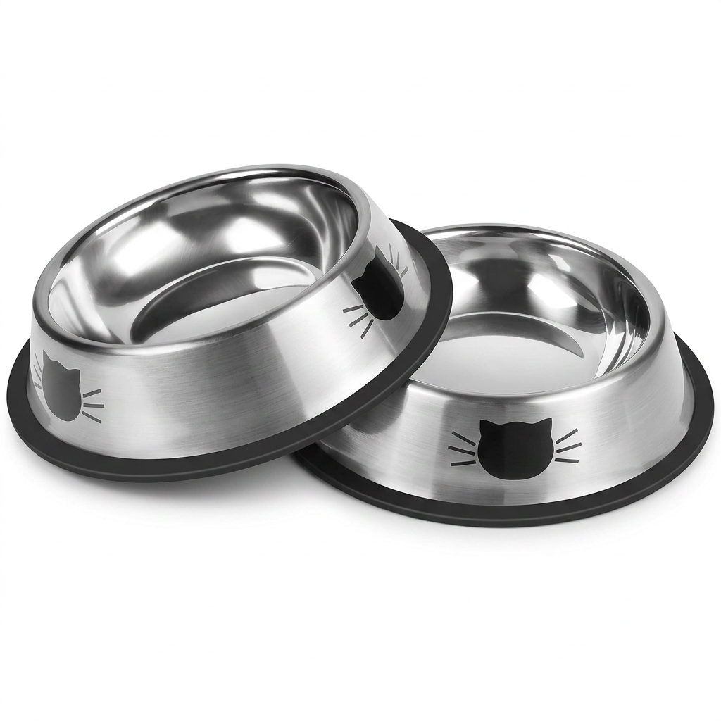 Stainless steel dog bowl for indoor feeding area