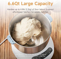 Stainless steel dough mixer with large capacity bowl