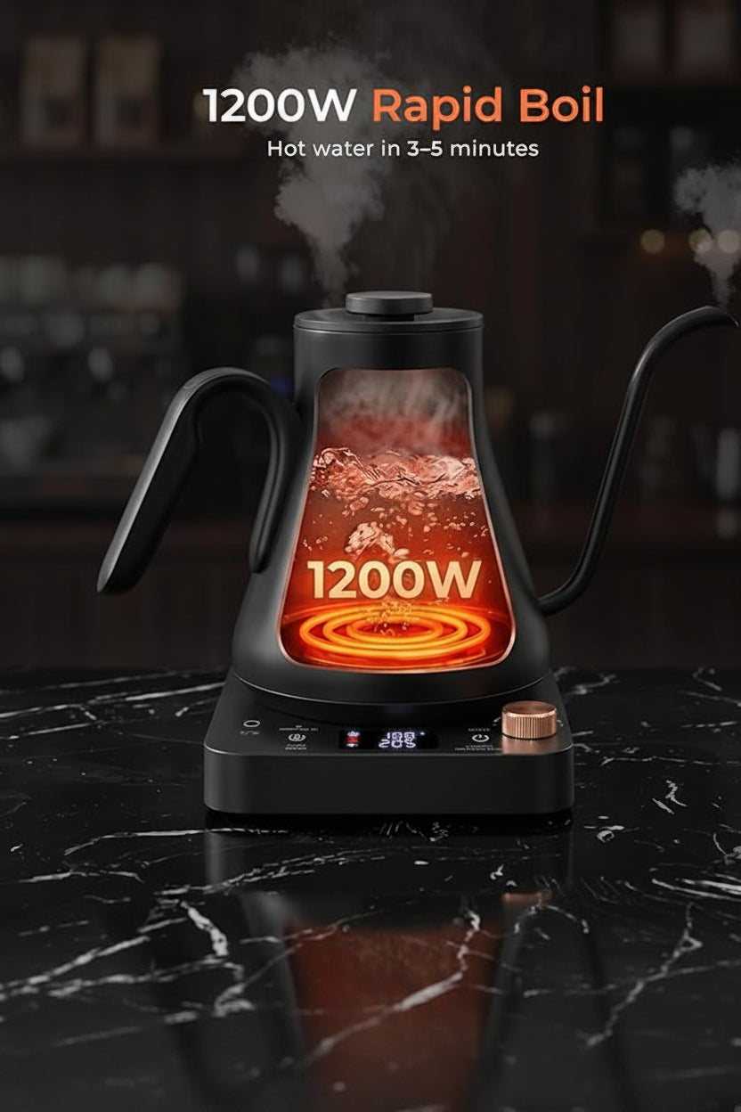 304 stainless steel interior of a gooseneck electric kettle