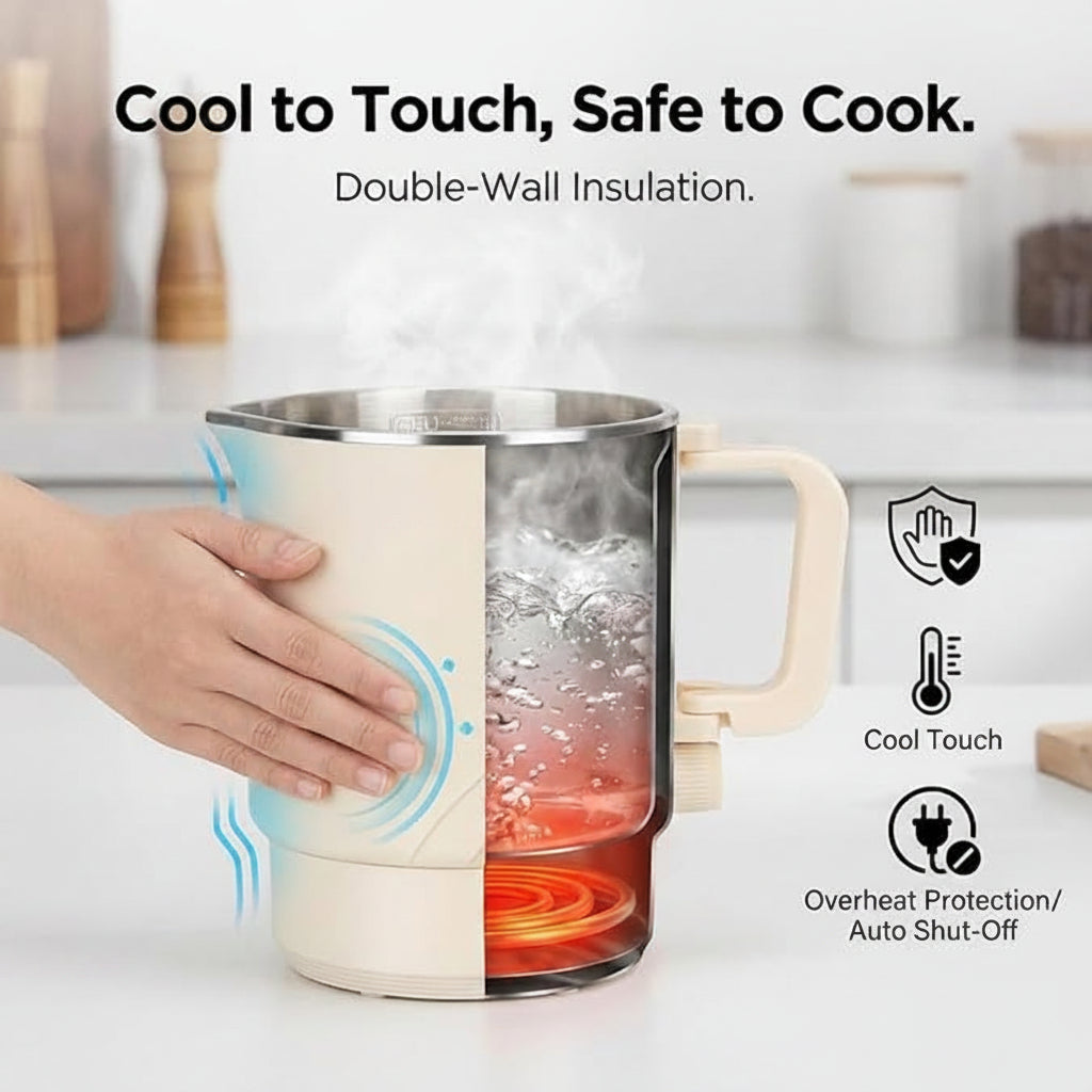 Electric hot pot with stainless steel interior