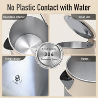 Electric water kettle with stainless steel interior