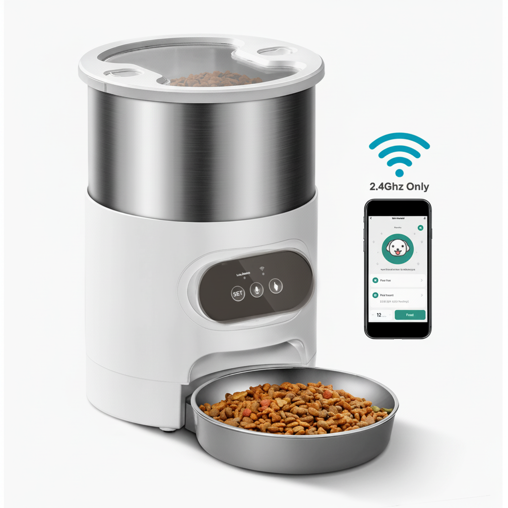 Stainless Steel Pet Feeder with Automatic Food Dispensing
