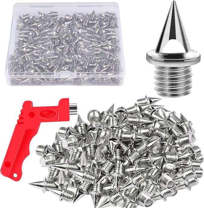 Stainless steel track spikes for sprinting and running with spike wrench