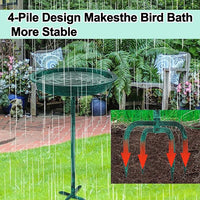 Standing metal bird bath with 4 prong garden stake