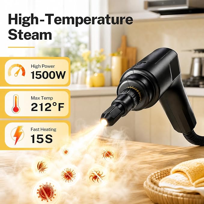Portable steam cleaner with 1.6 litre water tank