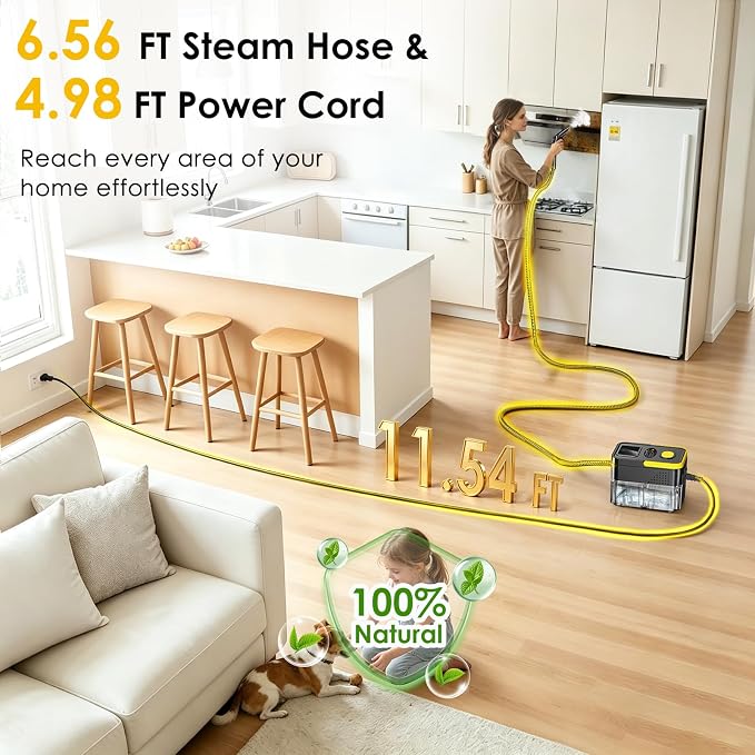 Handheld steam cleaner with 1.9 quart water tank