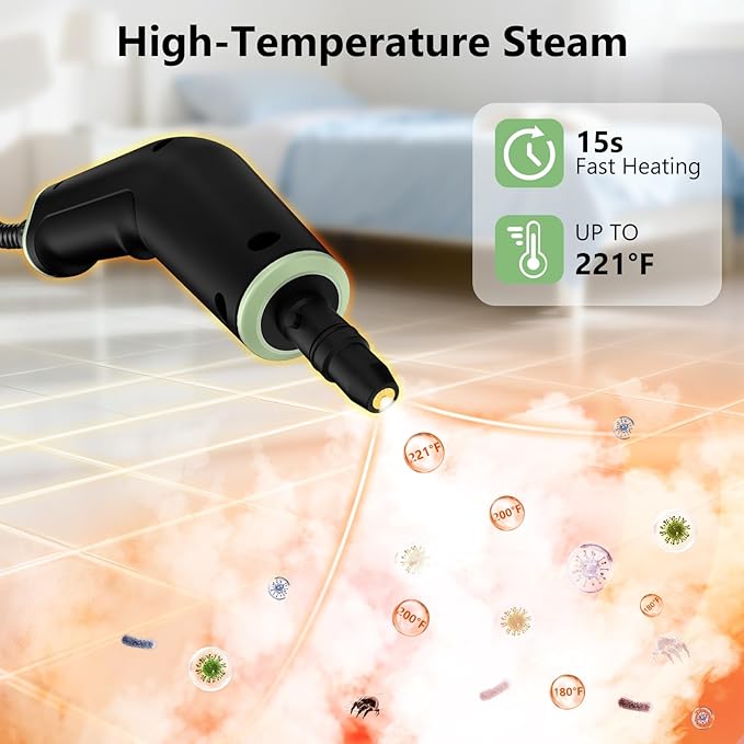 Handheld steam cleaner with 16 cleaning accessories