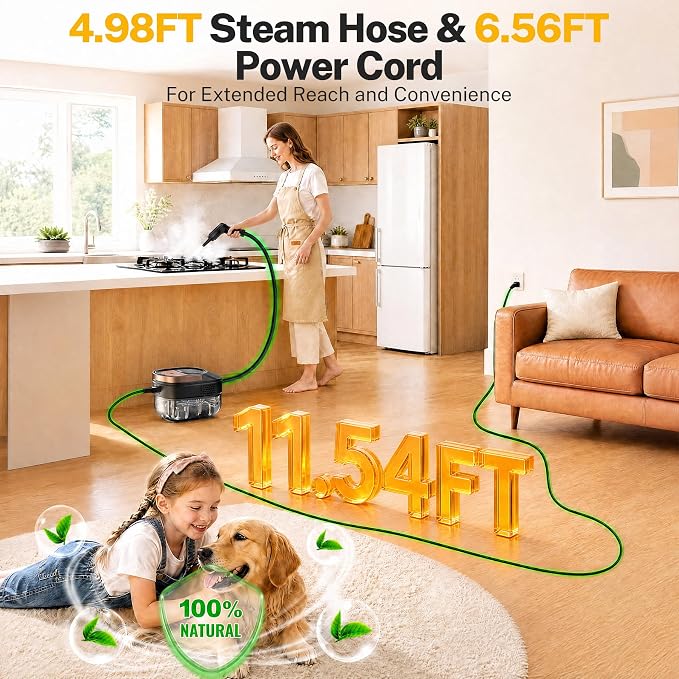 Portable steam cleaner for compatible tile and grout surfaces